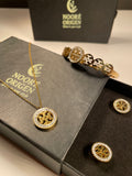 Nooré Origen Pavé Logo Necklace, Earrings & Cuff Set