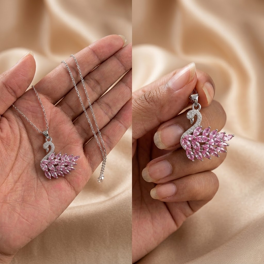 Swan necklace zircon