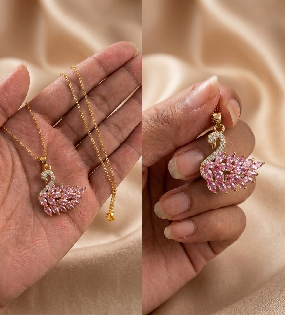 Swan necklace zircon
