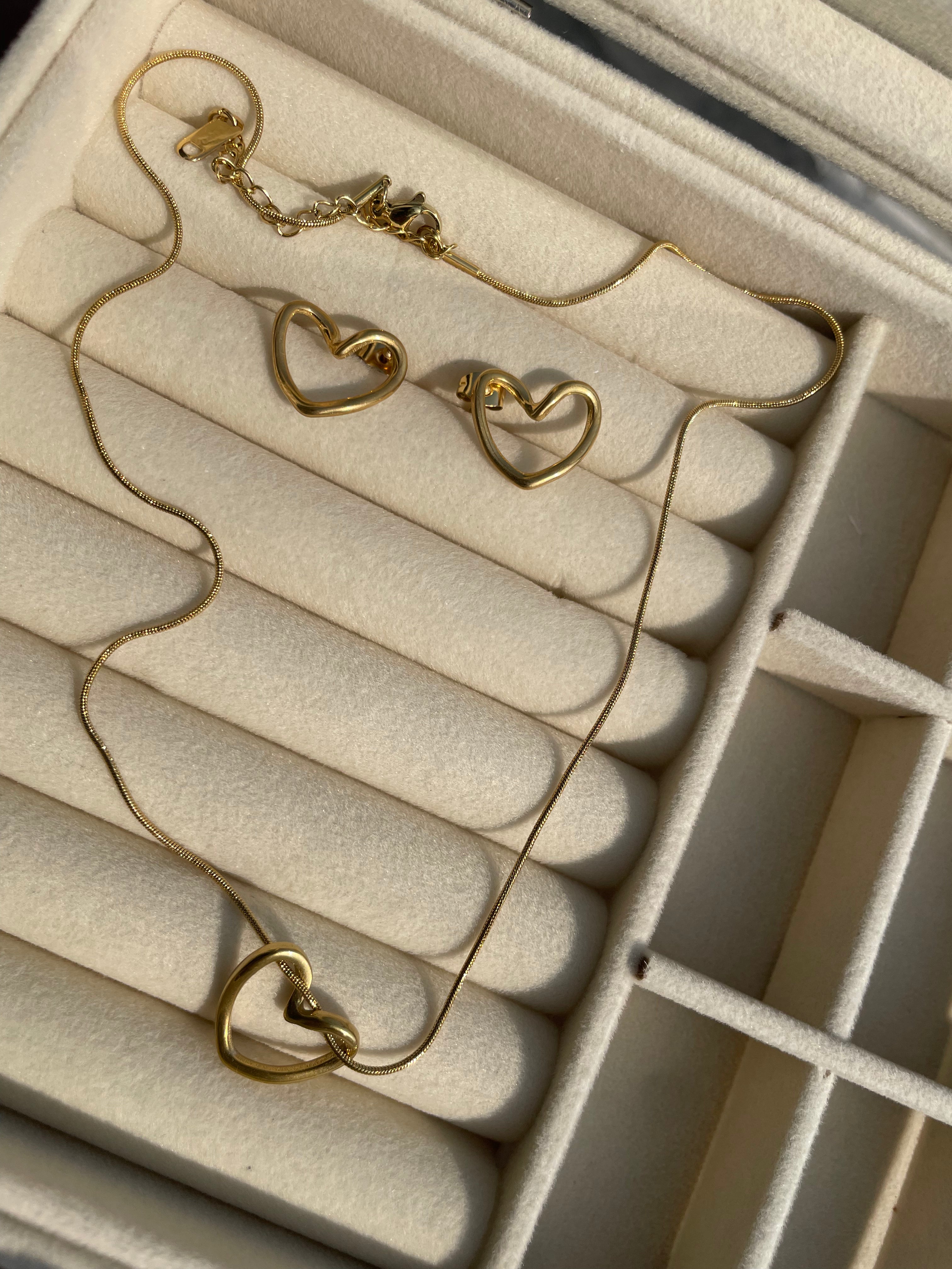 Heart Pendant with Earrings | Gold Jewelry Pakistan